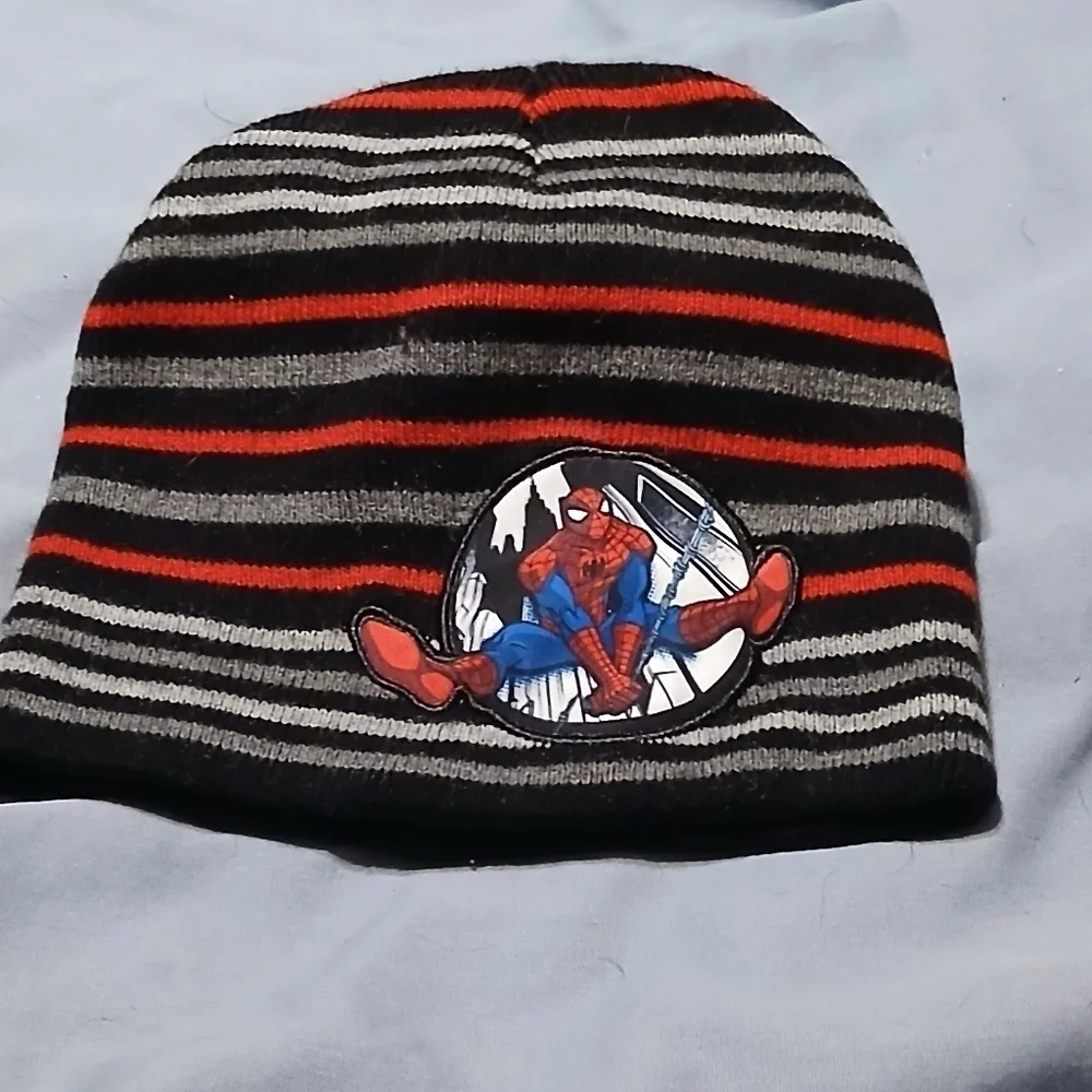 Spider-Man Striped Kids Beanie - Black and Red